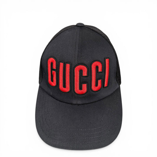 Gucci Logo Embroidered Mesh Trucker Cap