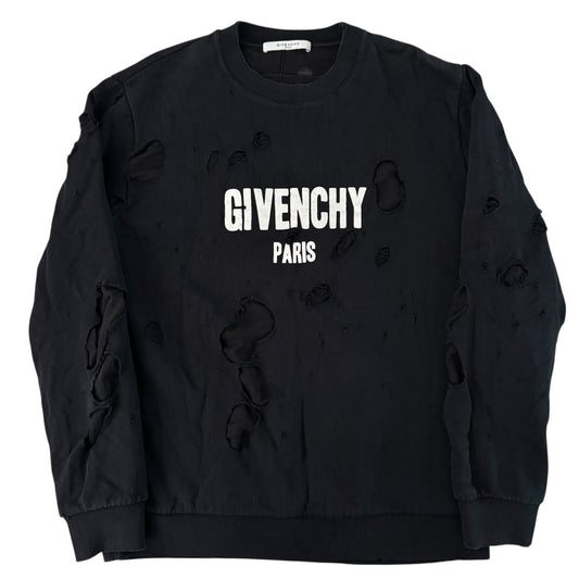 Givenchy Distressed Logo Print Crewneck