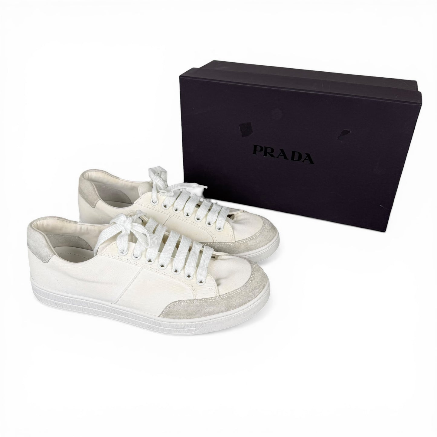 Prada Canvas & Suede Low Sneakers