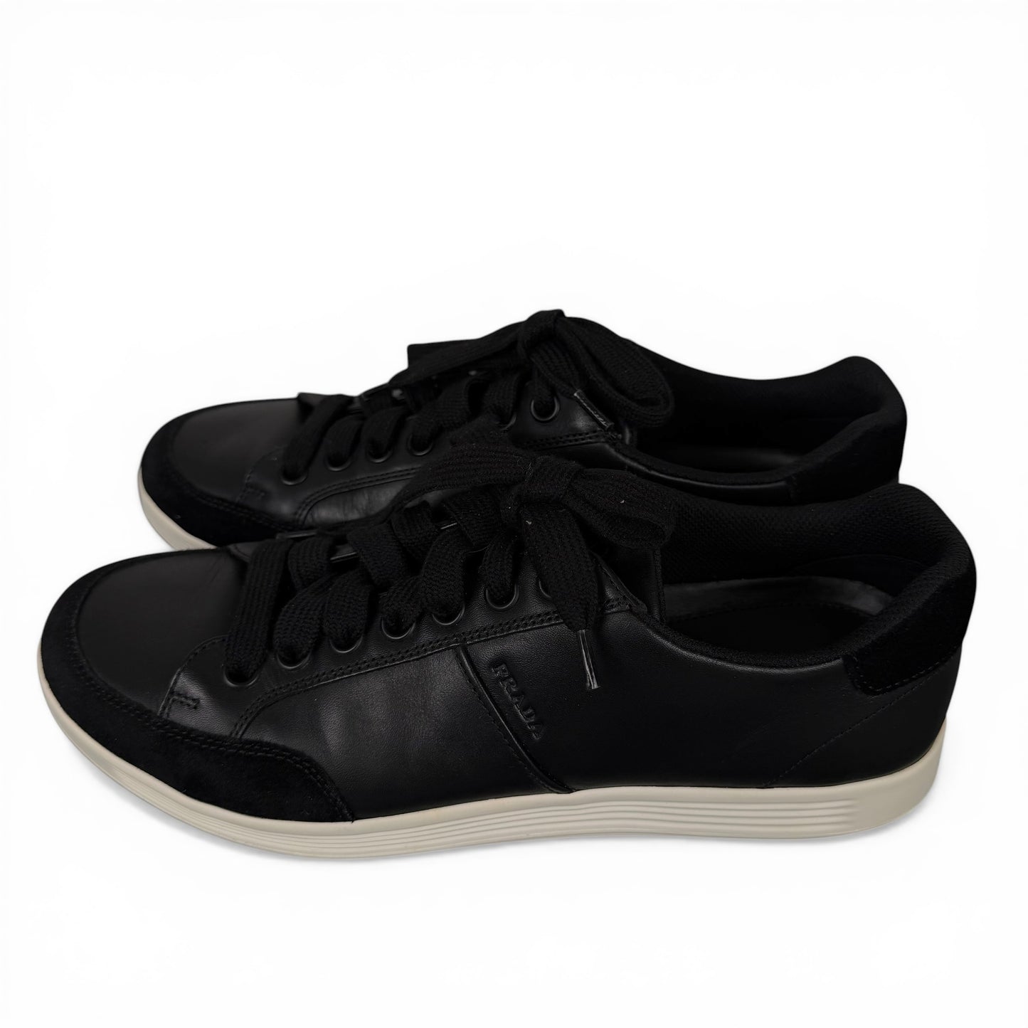 Prada Black Leather Low-Top Sneakers