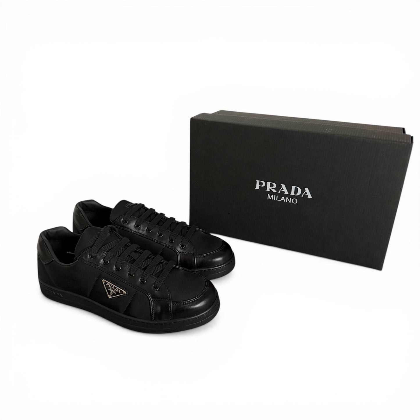 Prada Leather Triangle Logo Sneakers