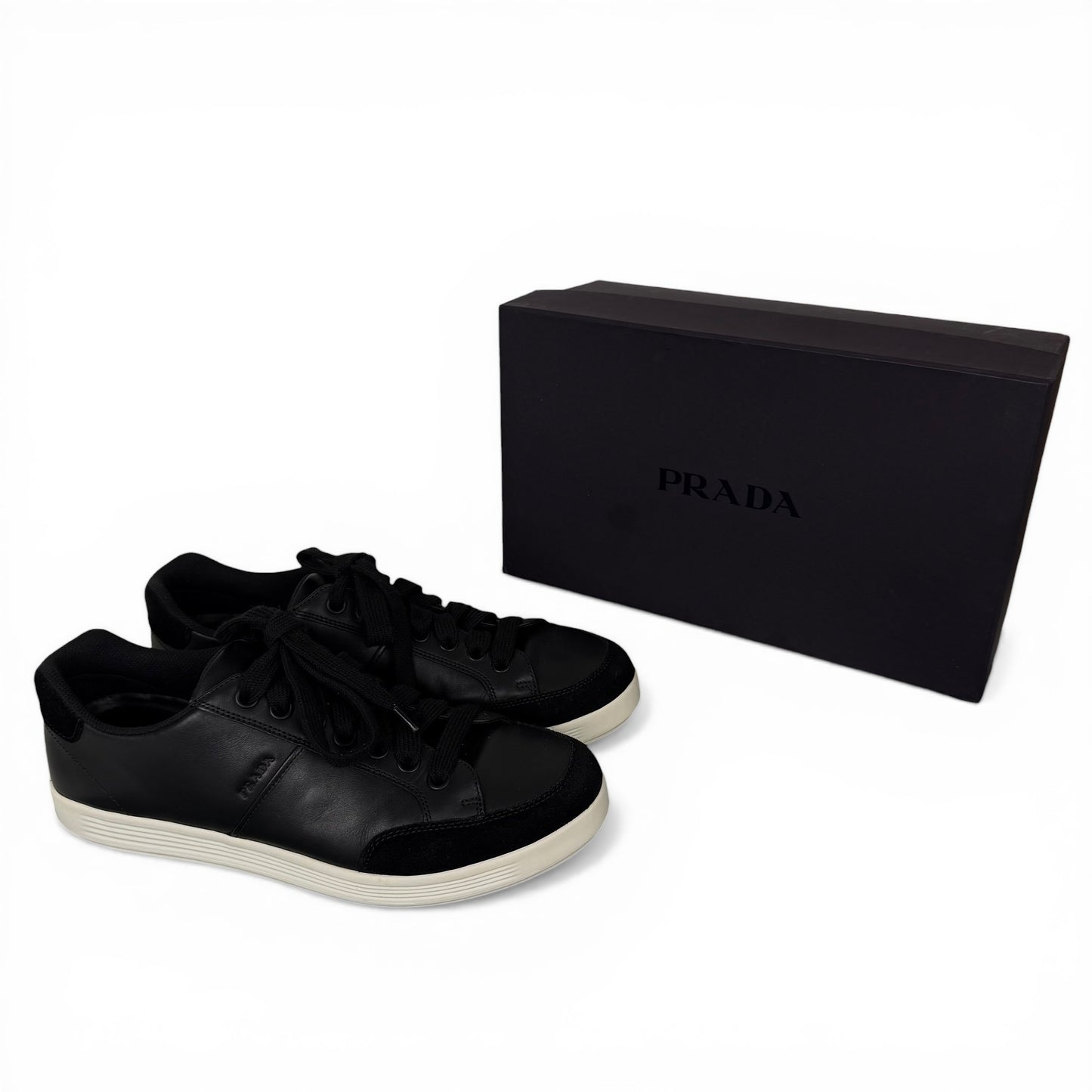 Prada Black Leather Low-Top Sneakers