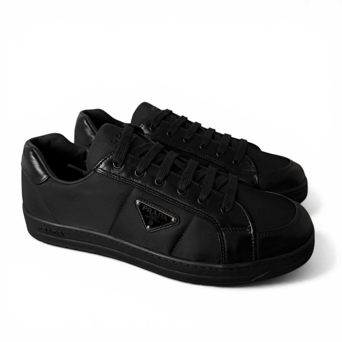 Prada Leather Triangle Logo Sneakers